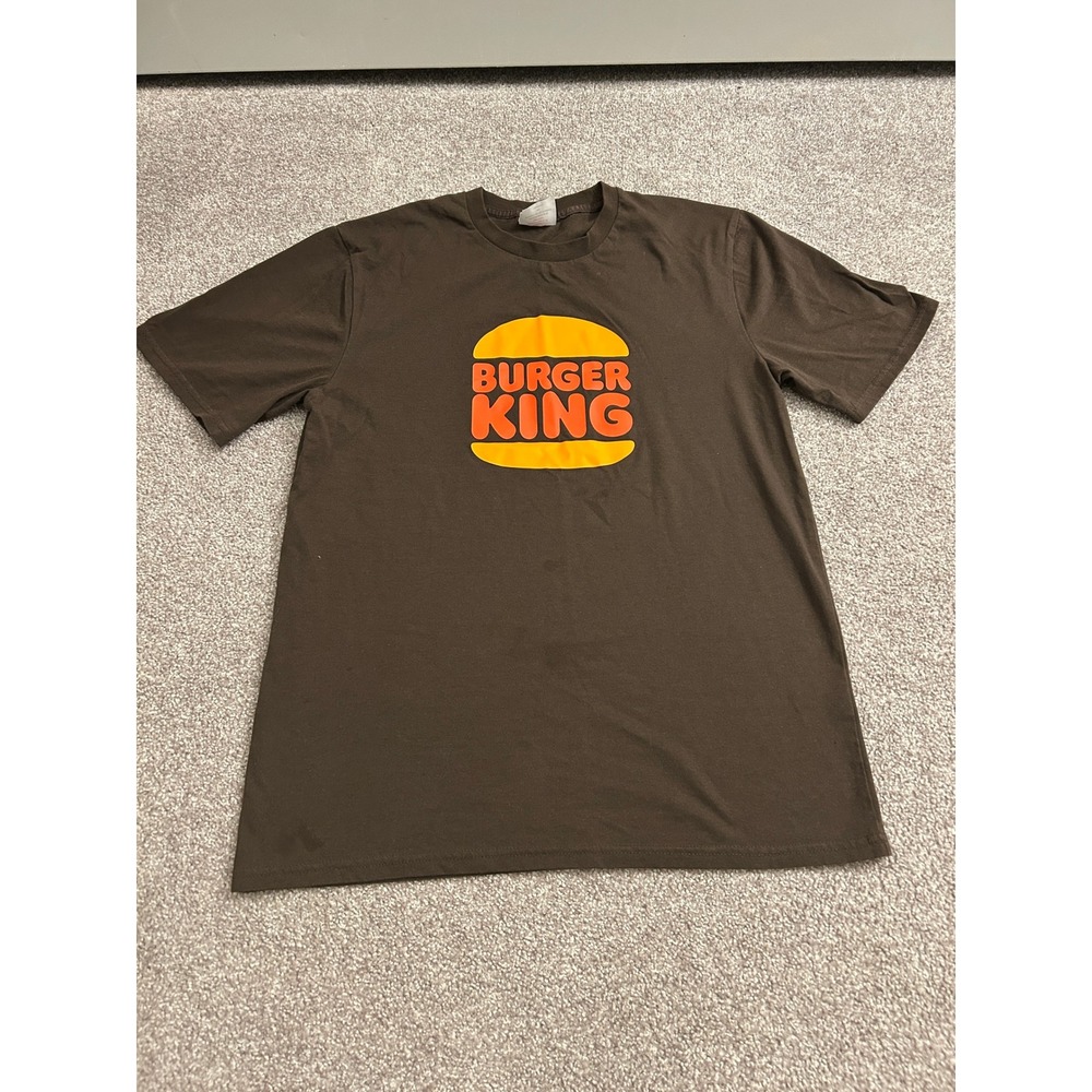 Burger King Crew T-Shirt Unisex Medium Brown Excellent Graphic Logo Promo Tee